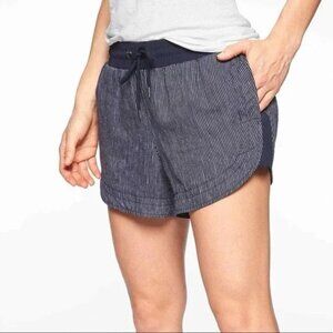 Athleta Beachside Bali Linen Shorts - Blue Stripe - Size 6